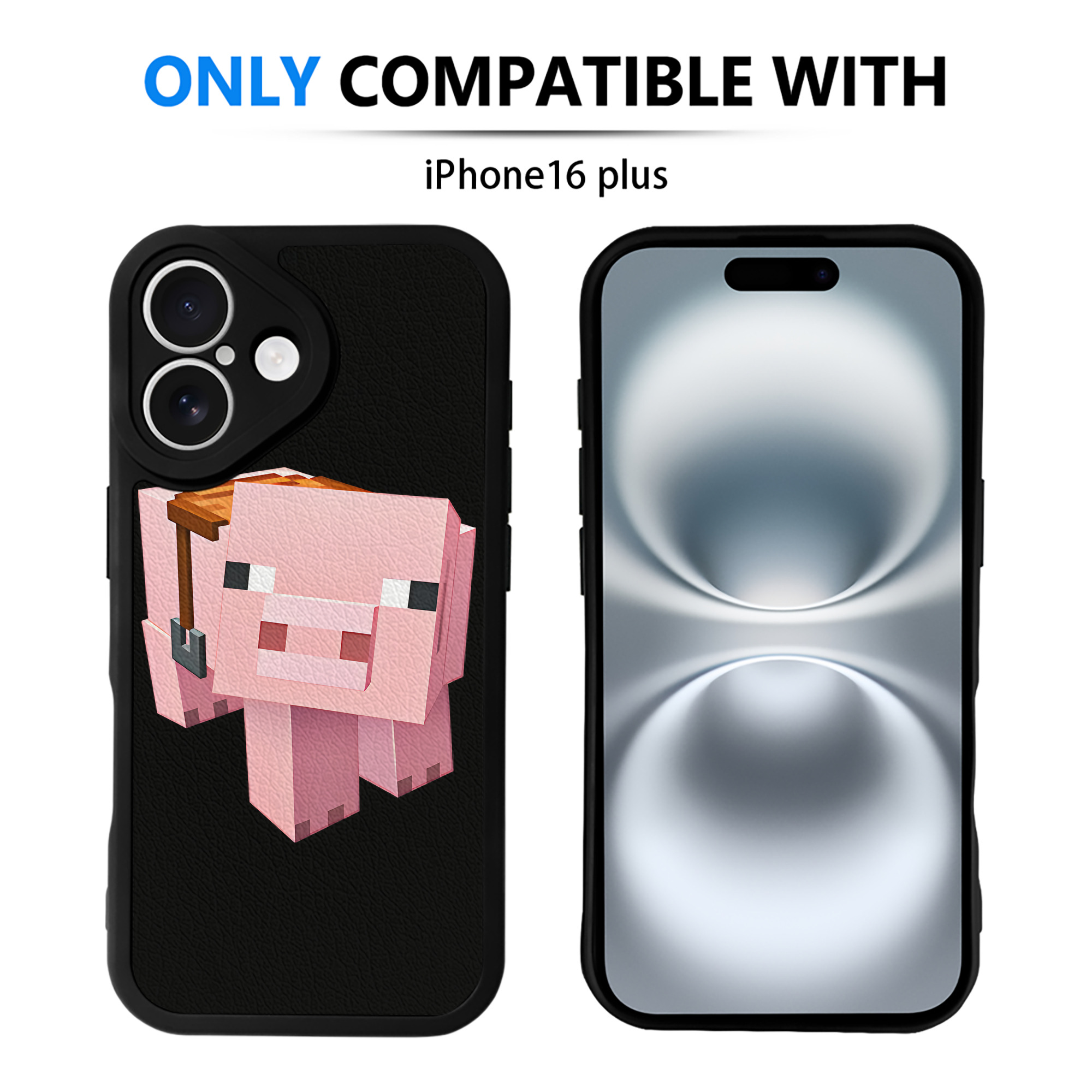 （画像用） マインクラフト ブロックの世界 Minecraft MC Block world 【iPhone 16シリーズ対応】シリコンスマホケース（レザー調） 材質：シリコン